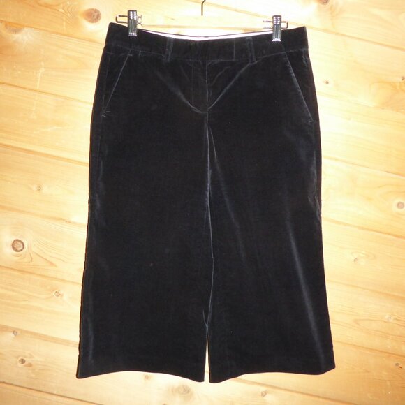 Theory Black Velvet Velour Knee Length Wide Leg Bermuda Pants Shorts Culottes 6 - Picture 6 of 11